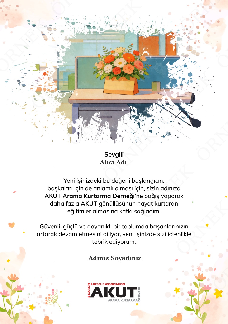 Yeni İş Tebrik Destek Sertifikası