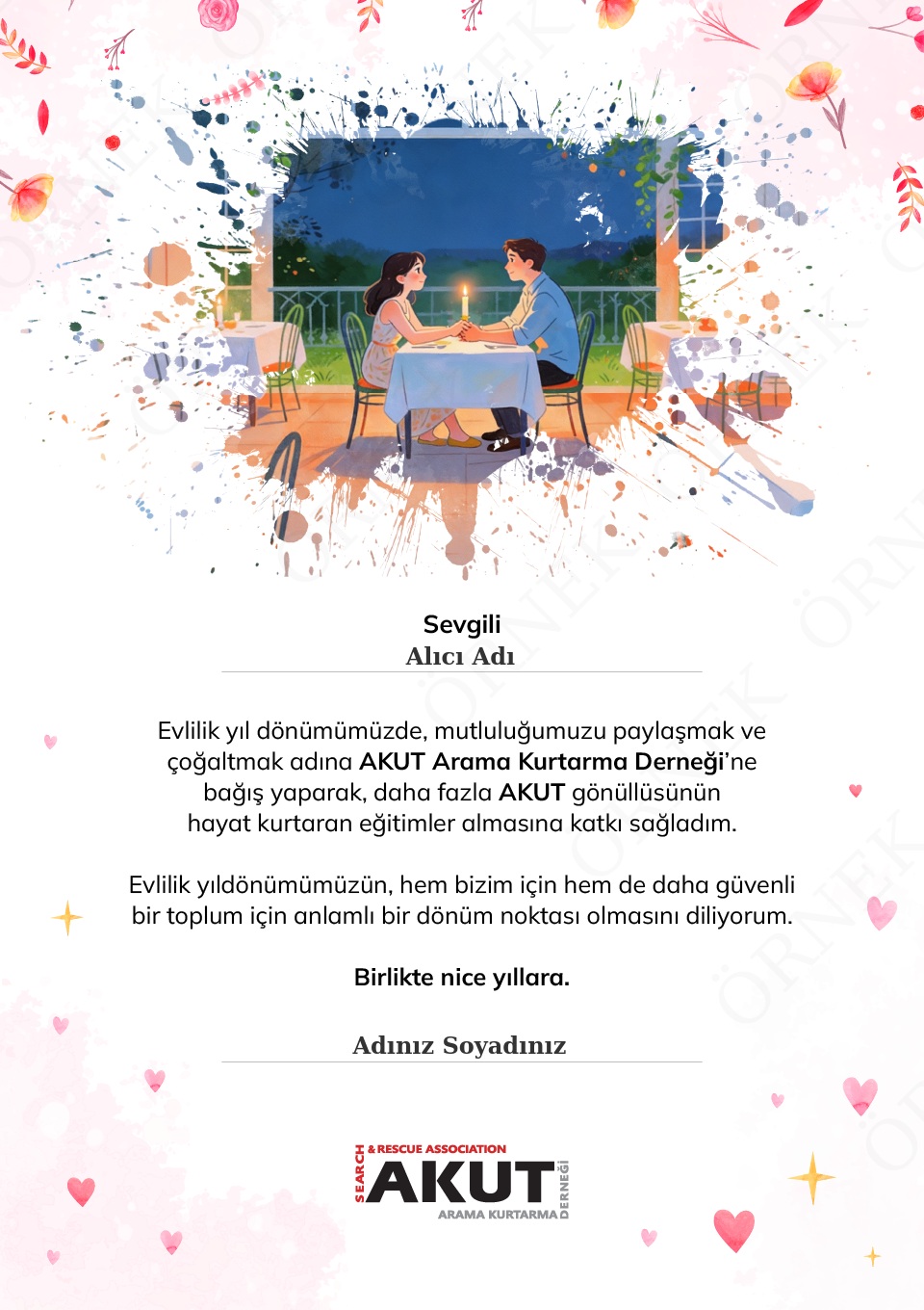 Evlilik Yıl Dönümü Destek Sertifikası