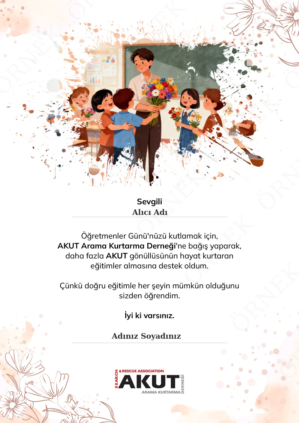 Öğretmenler Günü Destek Sertifikası