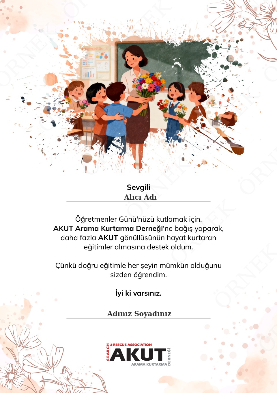 Öğretmenler Günü Destek Sertifikası 2