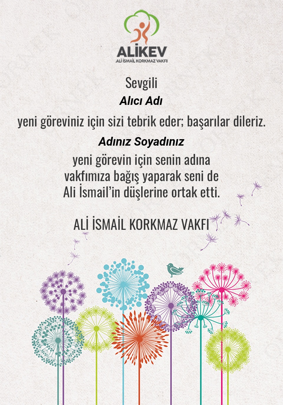 Yeni İş Tebrik Sertifikası