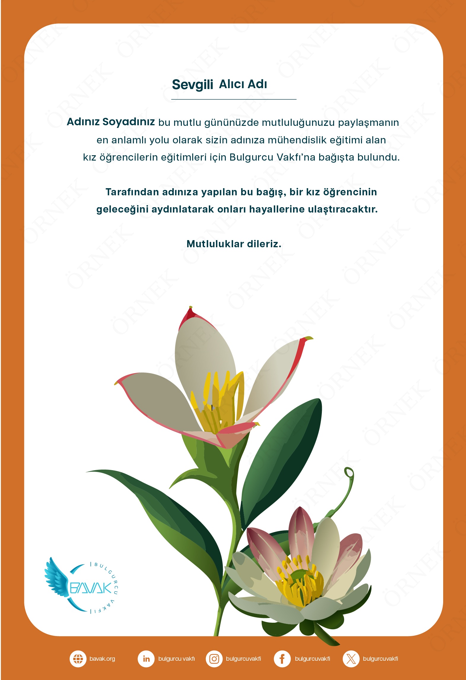 Nikâh - Düğün Tebrik Sertifikası 4 (Dikey)