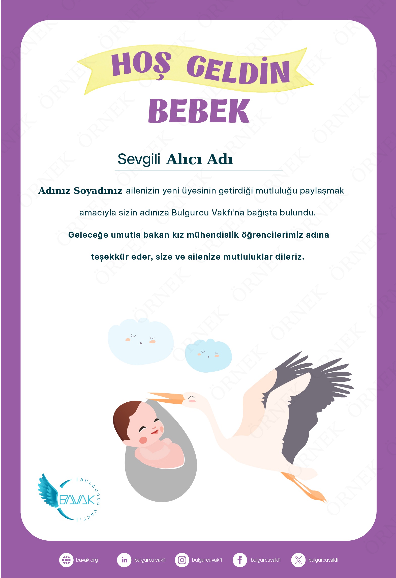 Hoş Geldin Bebek Sertifikası (Dikey)