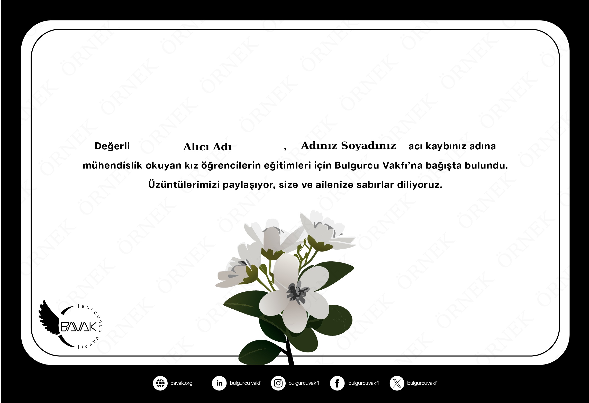 Vefat-Başsağlığı / Taziye Sertifikası (Yatay)