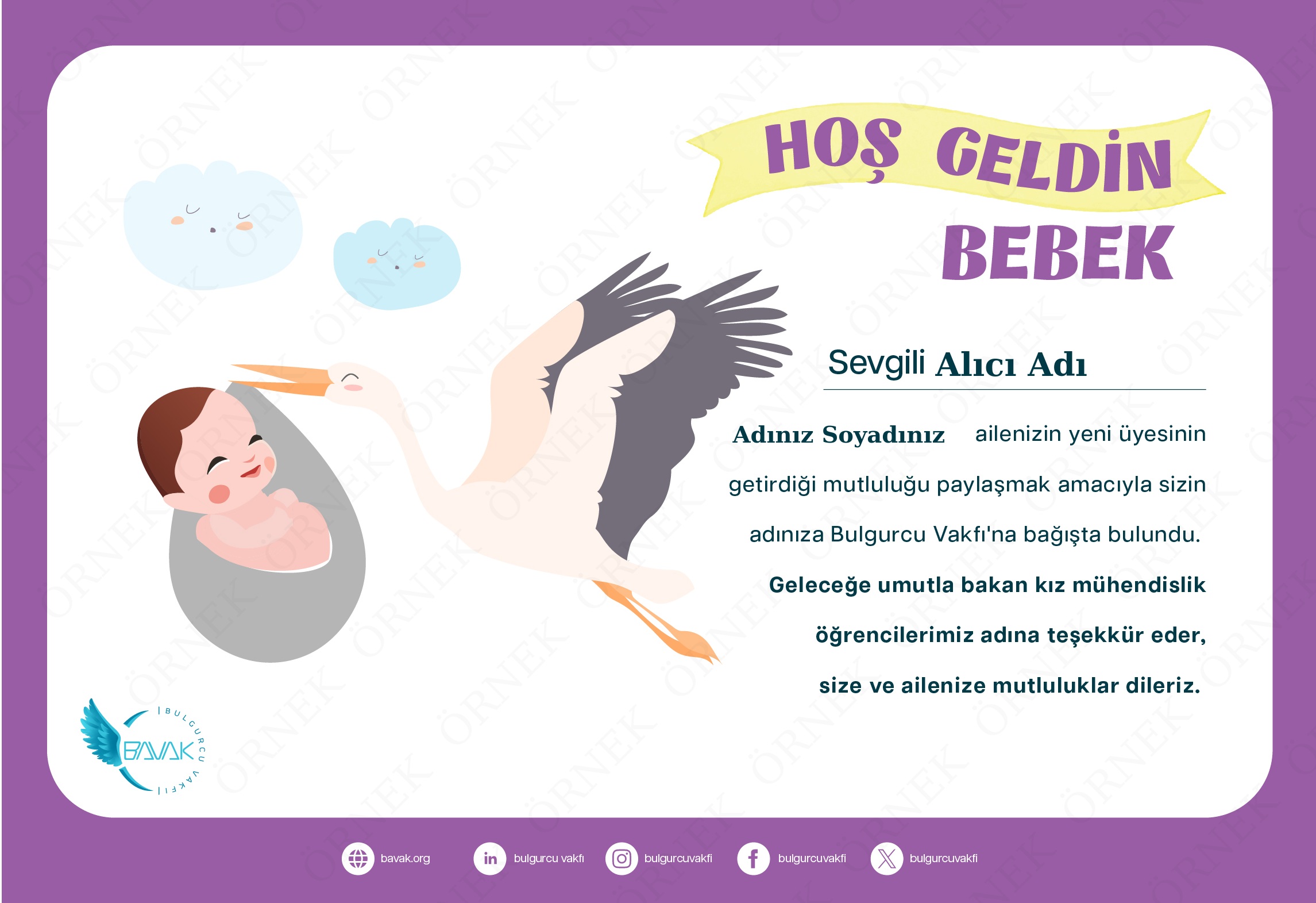 Hoş Geldin Bebek Sertifikası (Yatay)