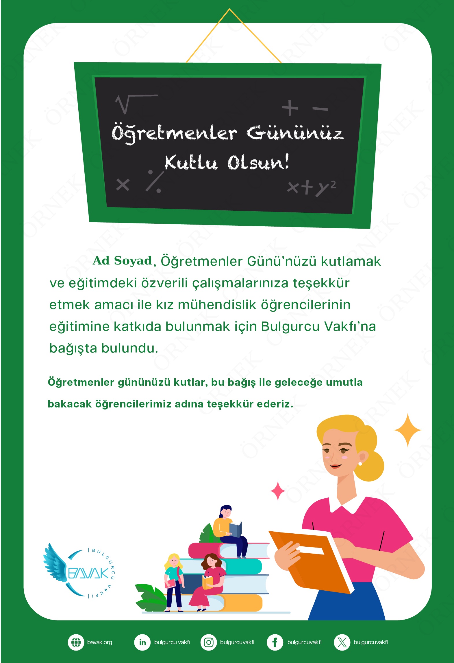 Öğretmenler Günü Sertifikası 3 (Dikey)