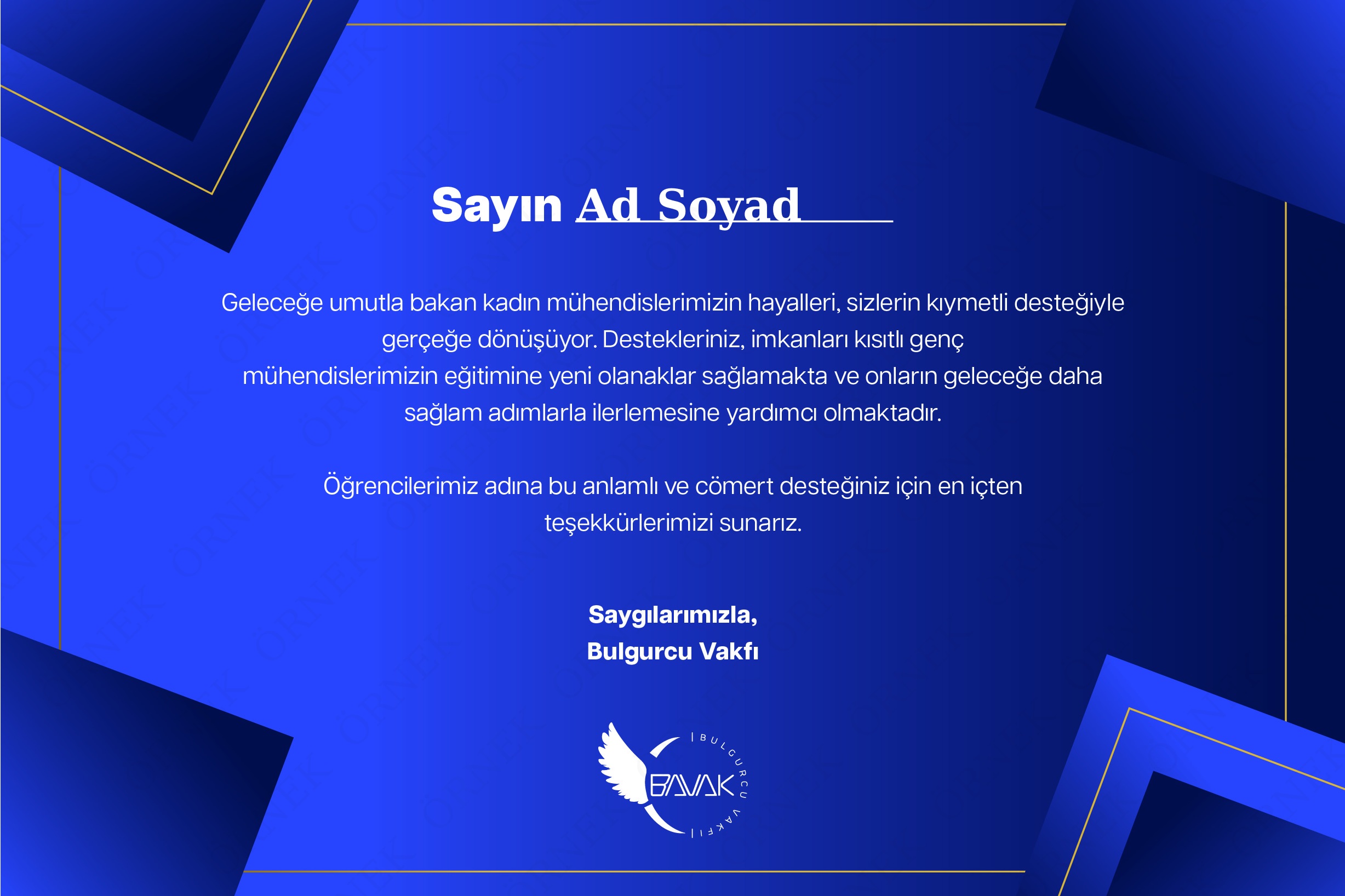 Teşekkür Sertifikası 2