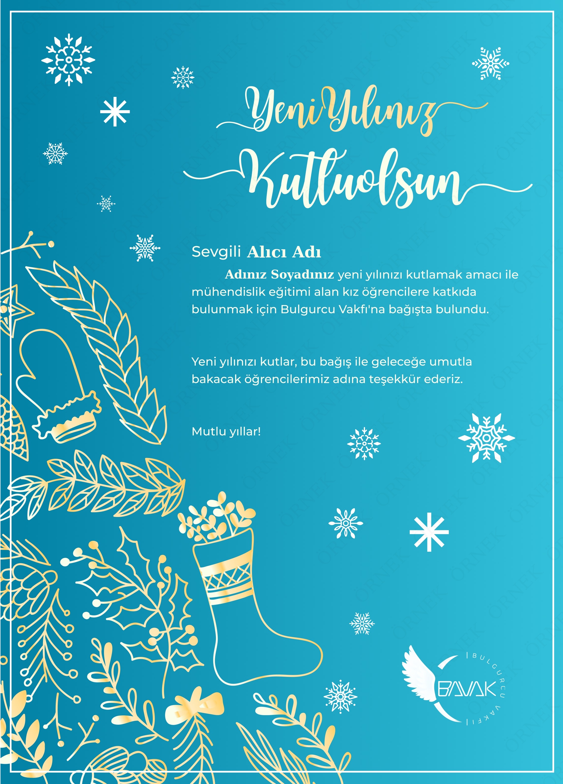 Yeni Yıl Kutlama Sertifikası - 5 (Dikey)