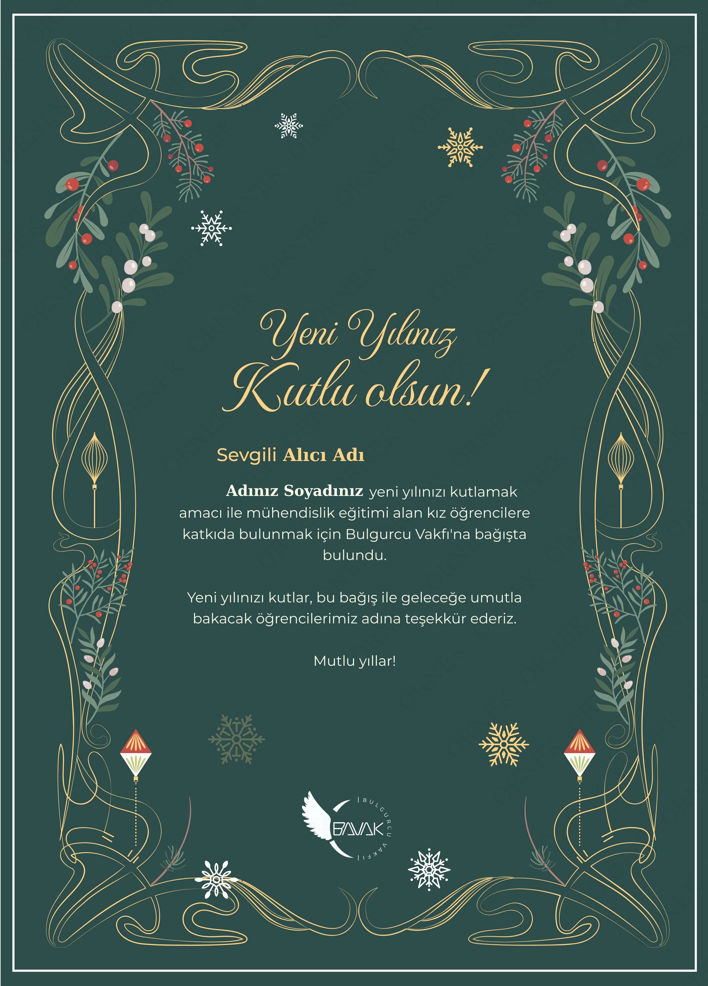 Yeni Yıl Kutlama Sertifikası - 6 (Dikey)