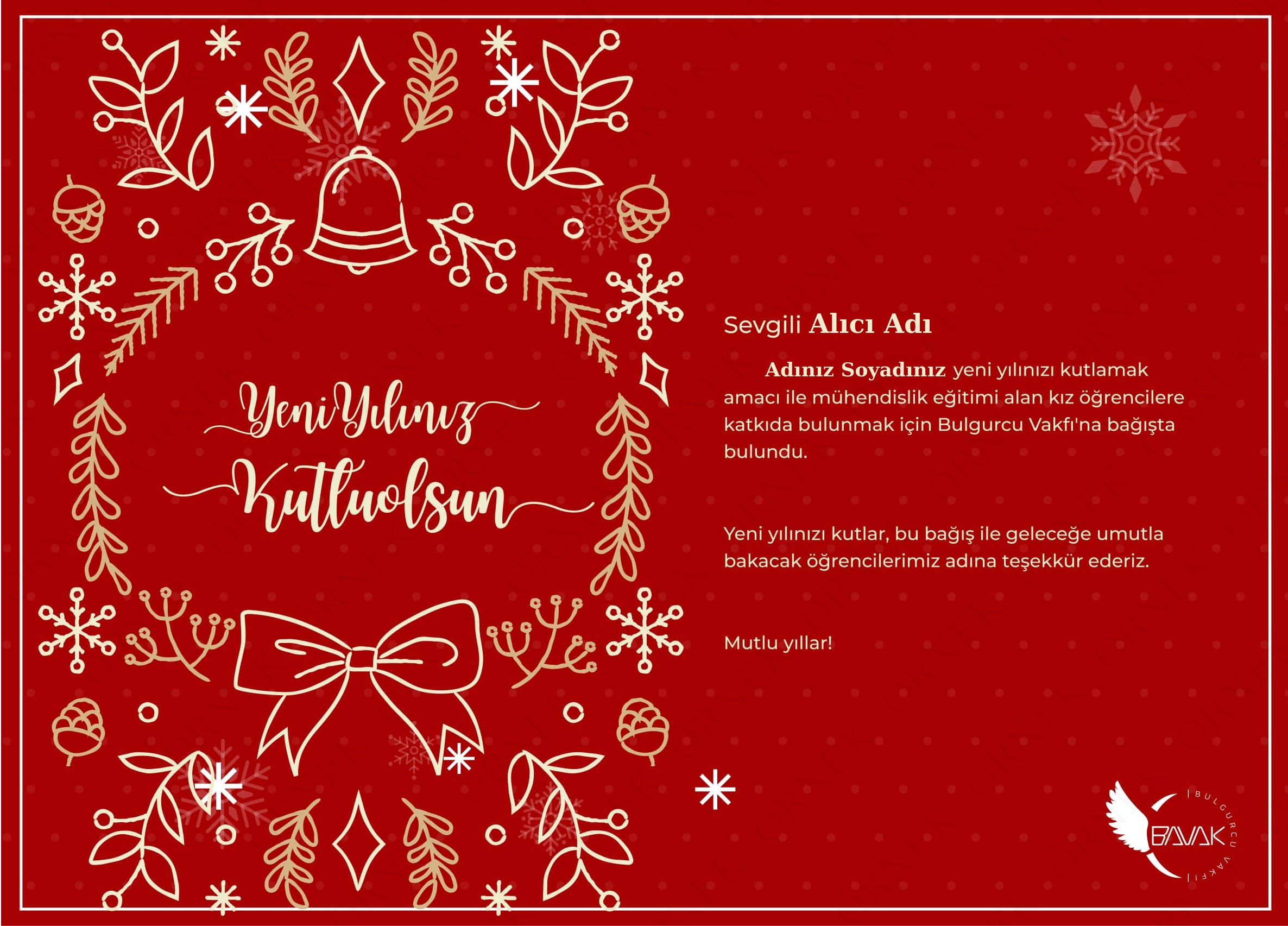 Yeni Yıl Kutlama Sertifikası - 1 (Yatay)