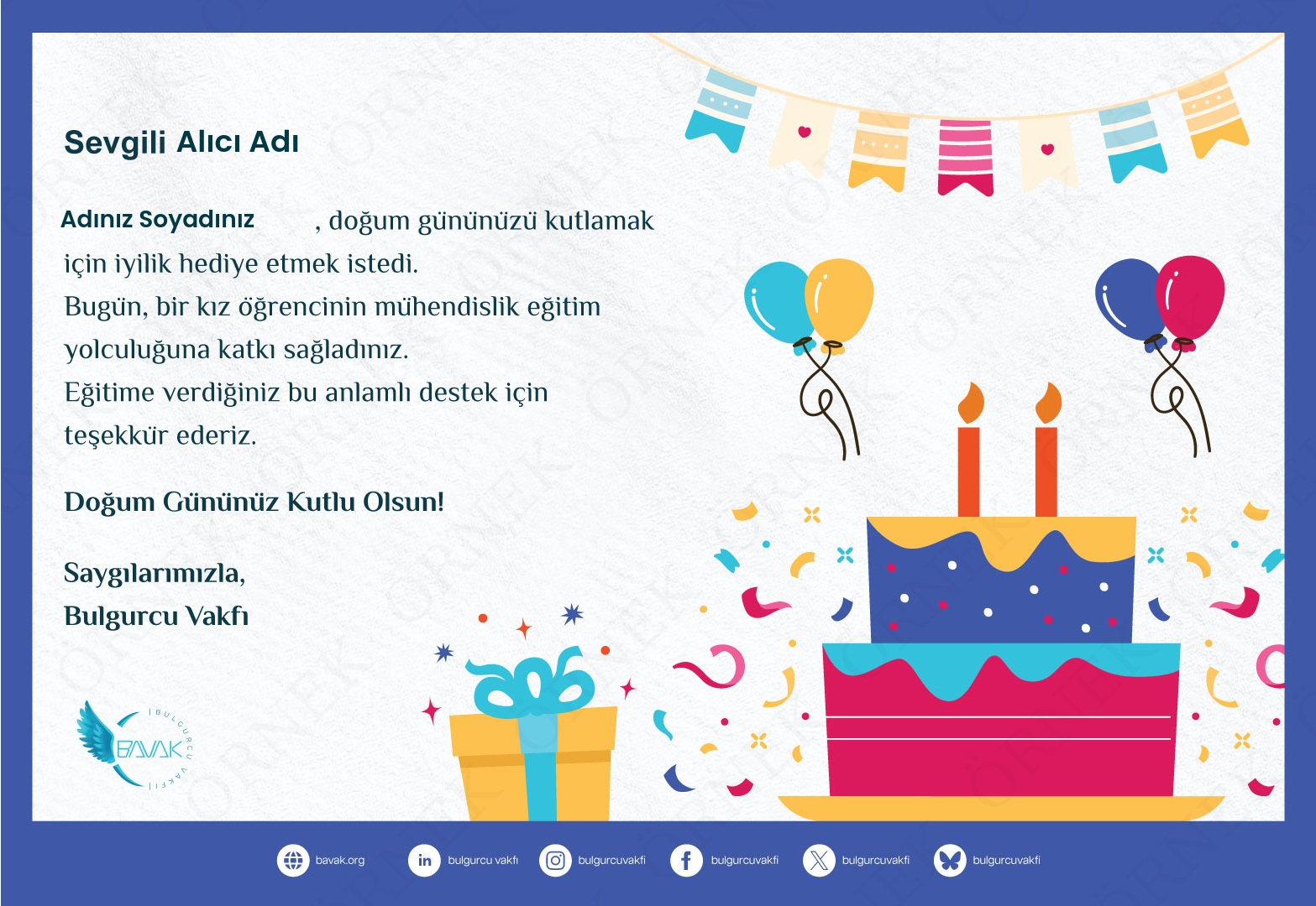 Doğum Günü Sertifikası - 1  (Yatay)