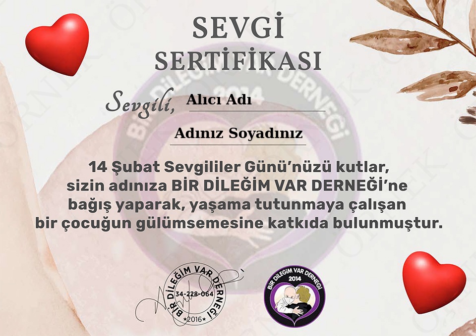 14 Şubat Sevgi Sertifikası