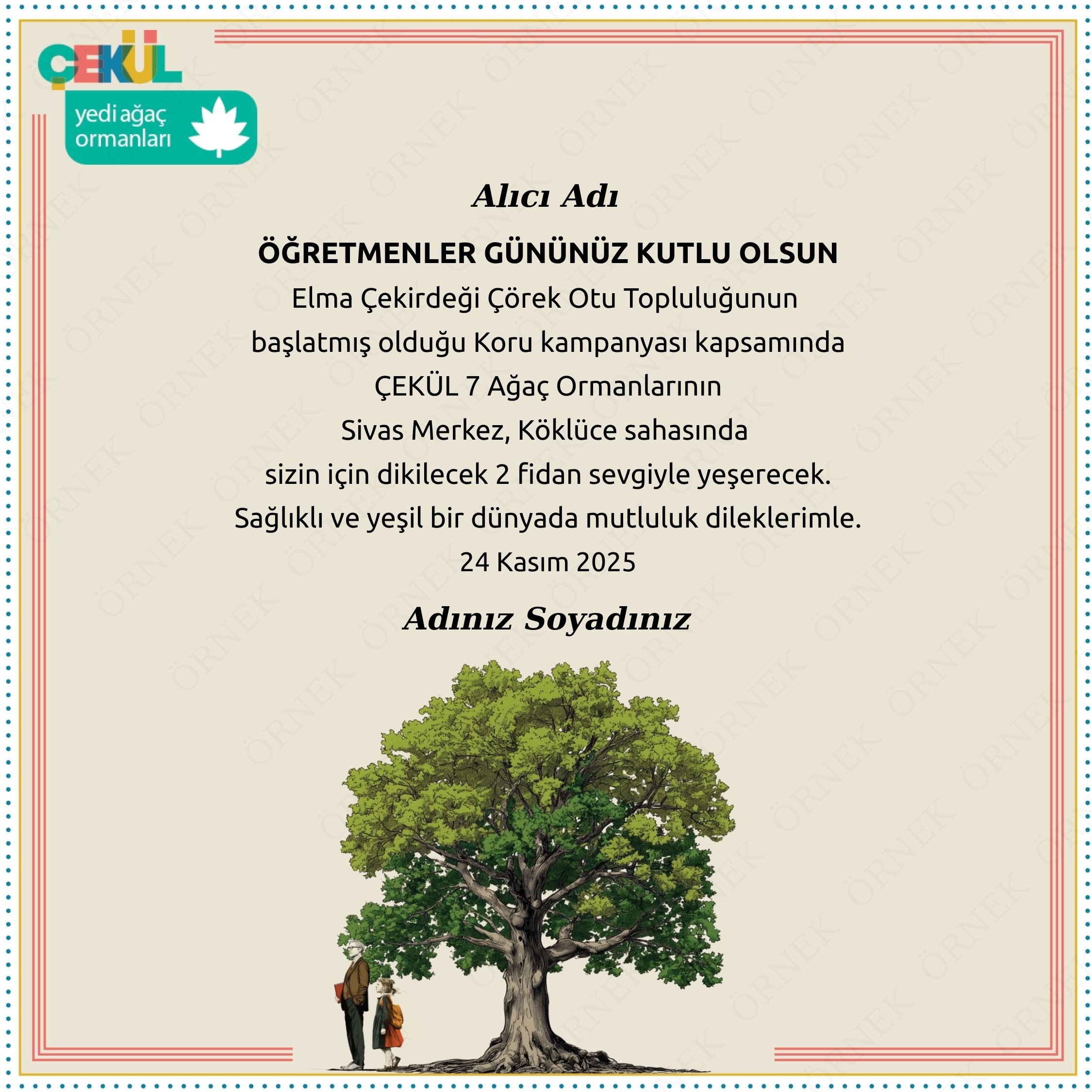 Elma Çekirdeği Korusu- Öğretmenler Günü 2 Fidan