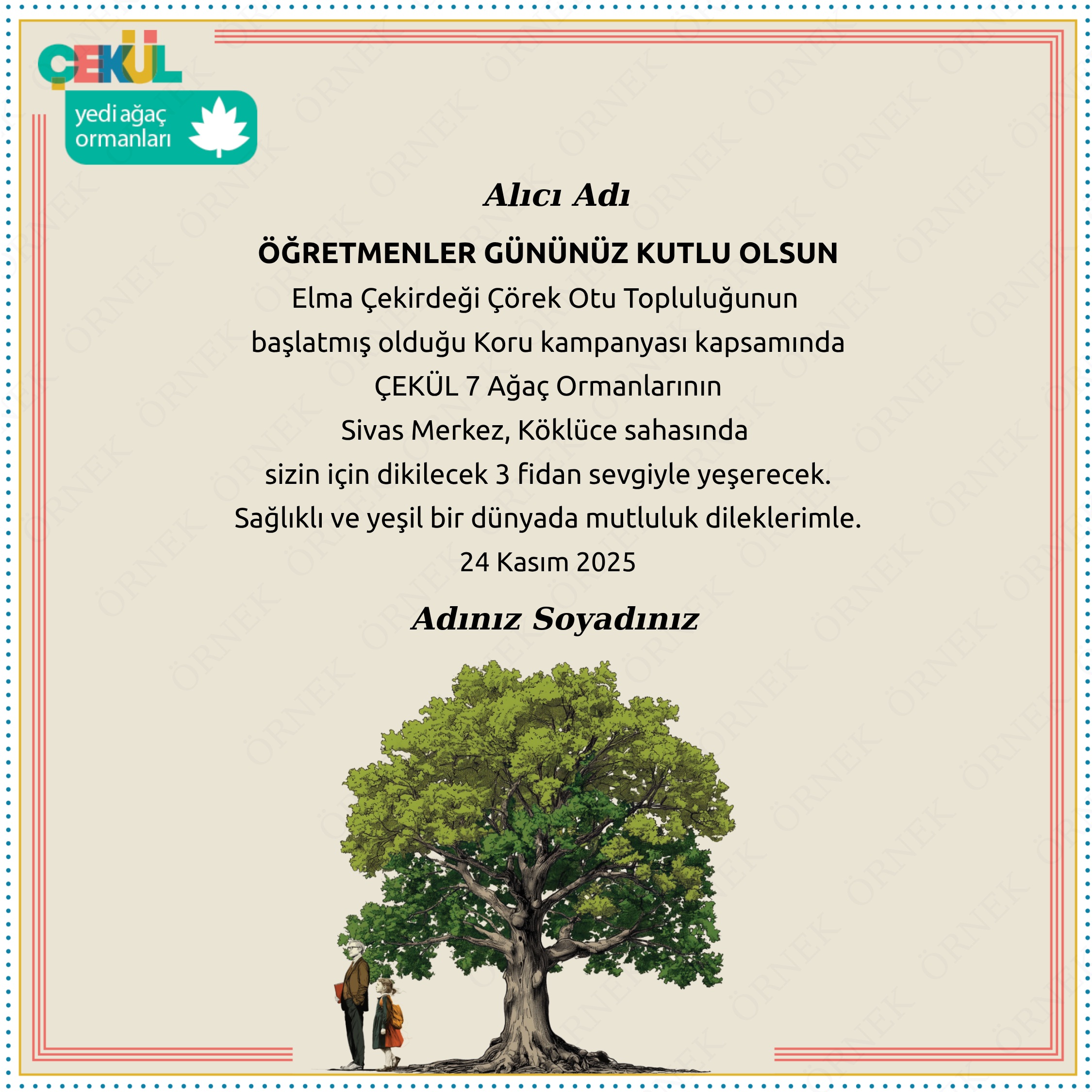 Elma Çekirdeği Korusu- Öğretmenler Günü 3 Fidan