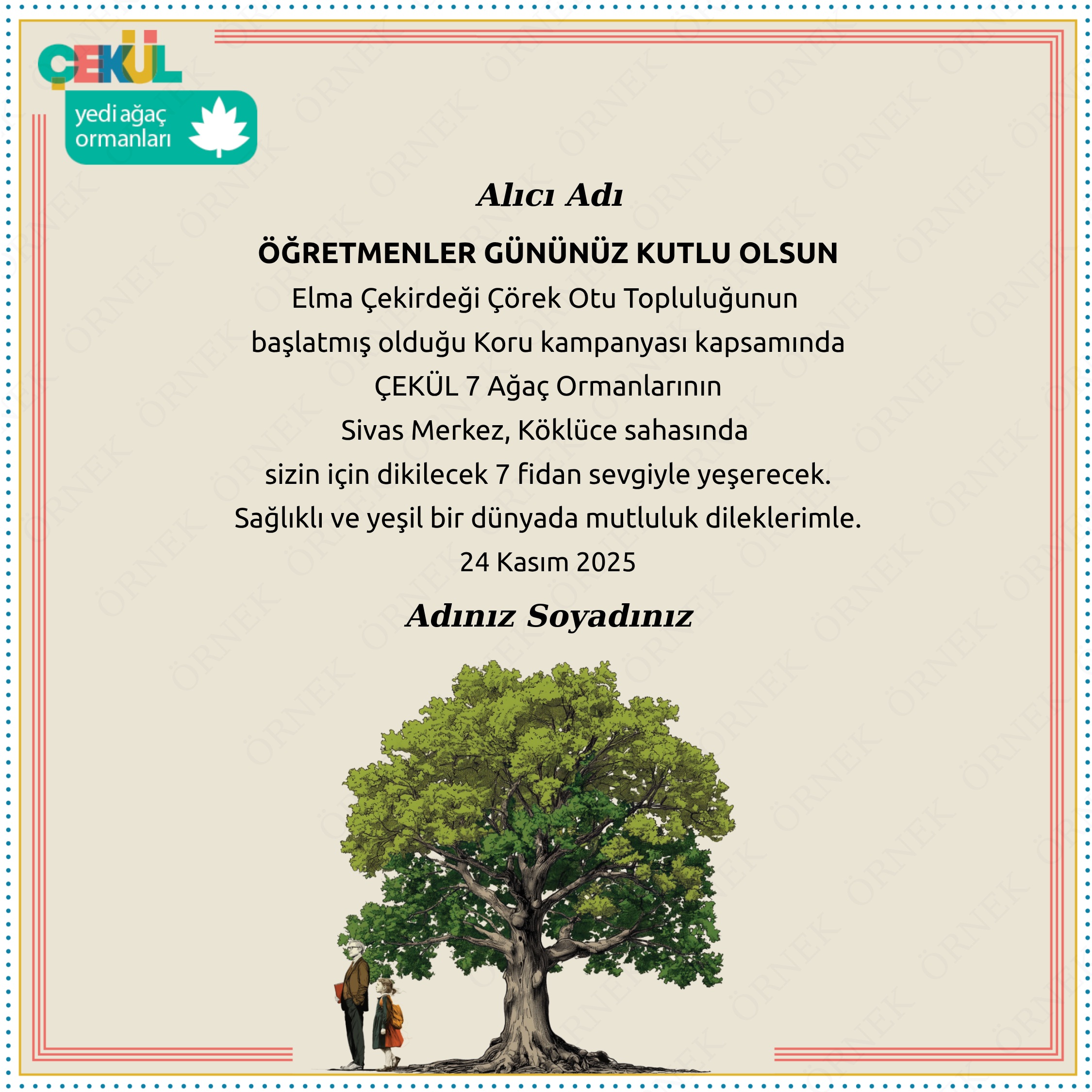 Elma Çekirdeği Korusu- Öğretmenler Günü 7 Fidan