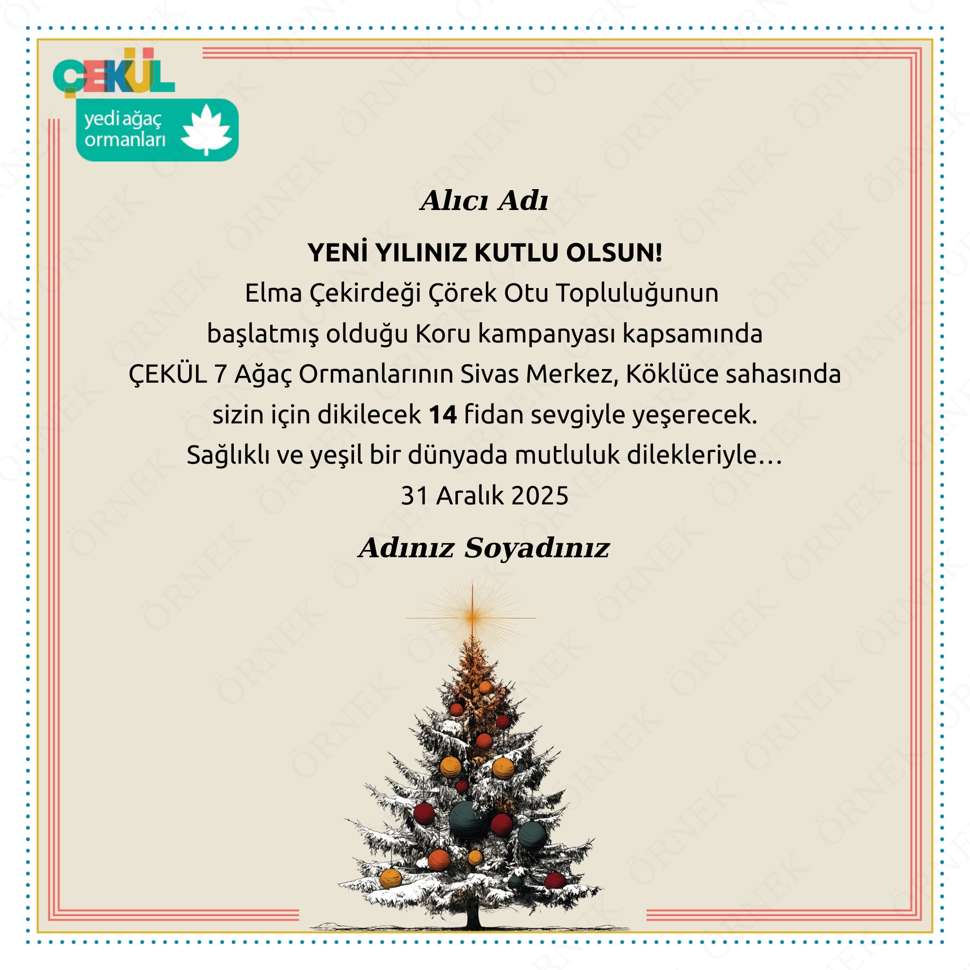 Elma Çekirdeği Korusu - Yeni Yıl 14 Fidan