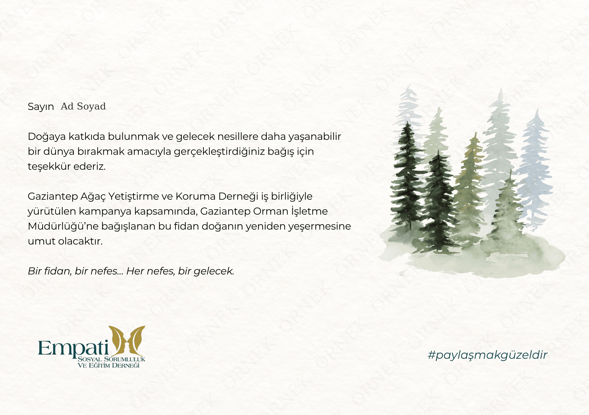 Fidan Kampanyası - Bireysel Bağış