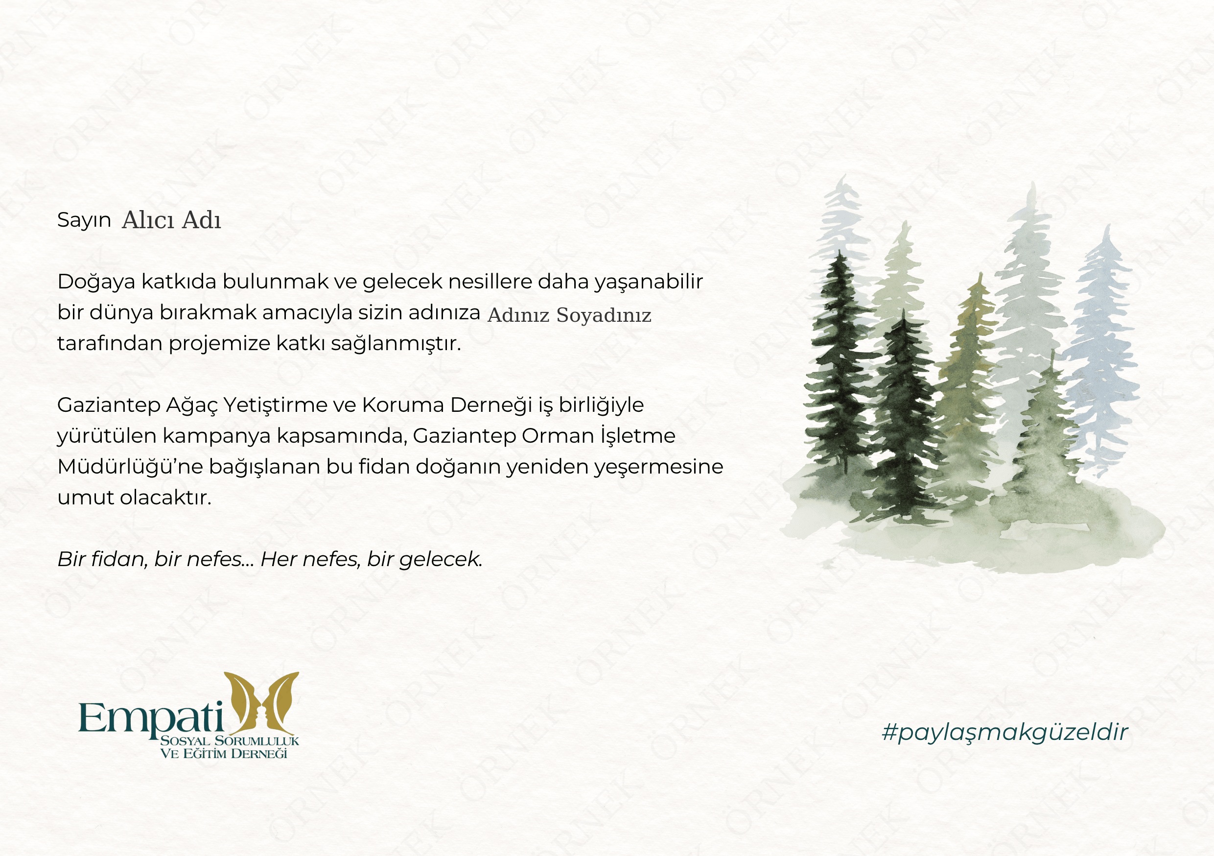 Fidan Kampanyası - Hediye Fidan Gönderimi