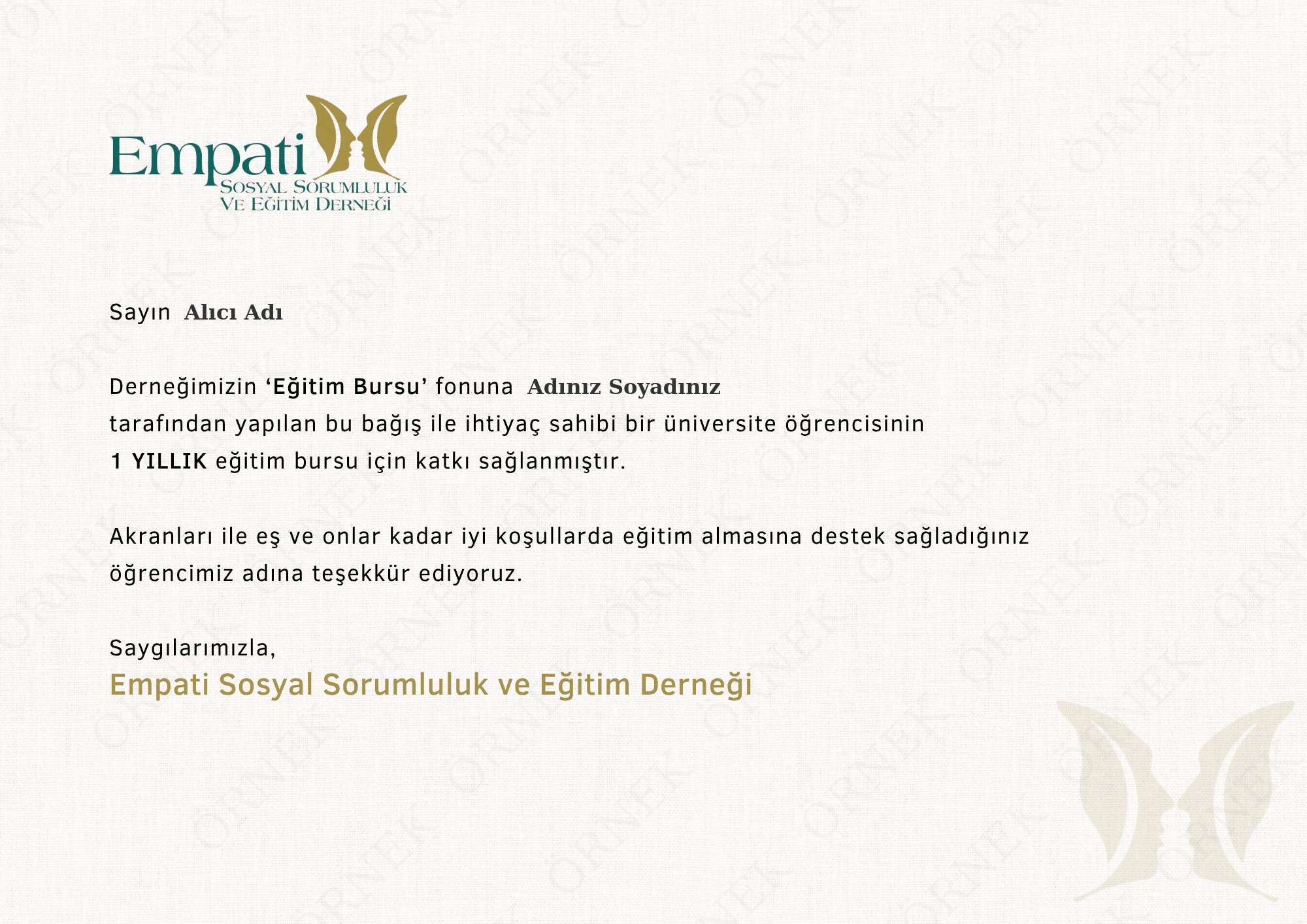 Burs Bağışı | 1 yıllık