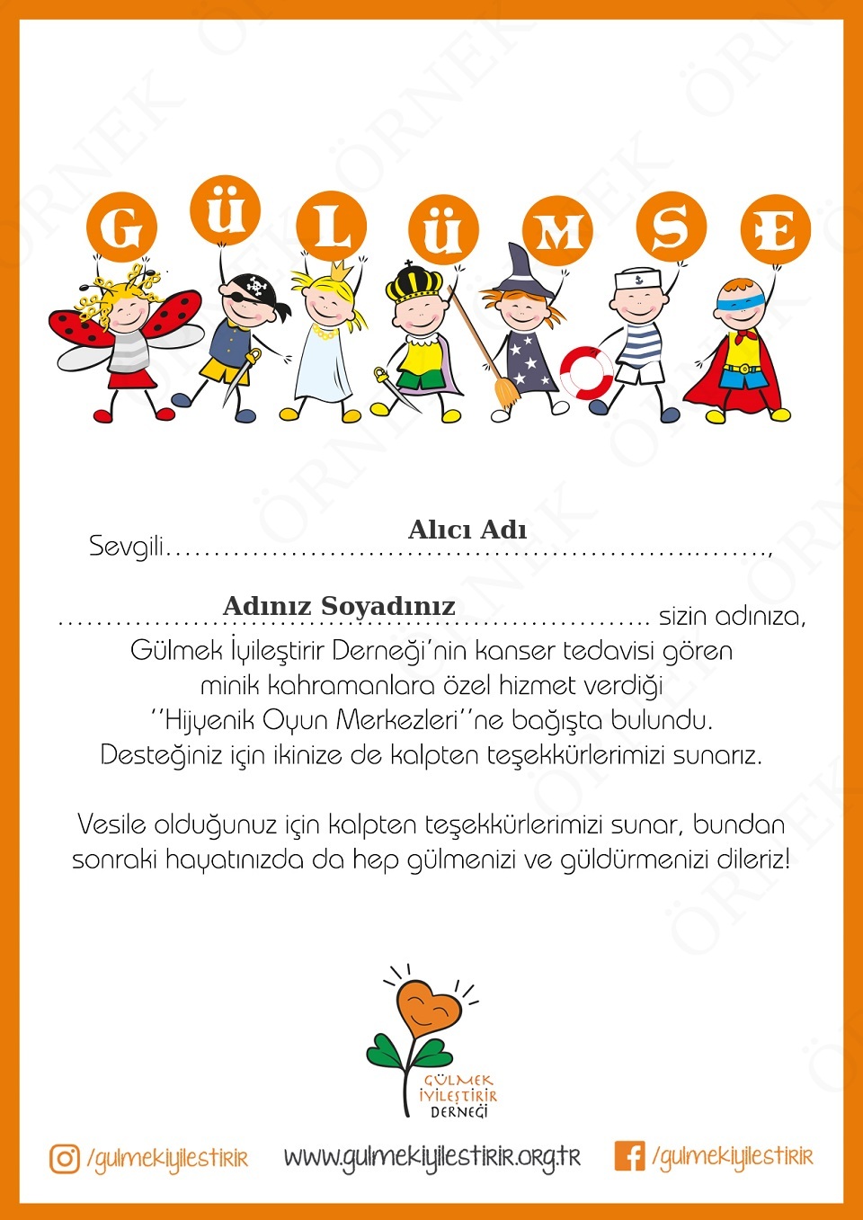 Genel Bağış                                                                          (Başkası Adına)