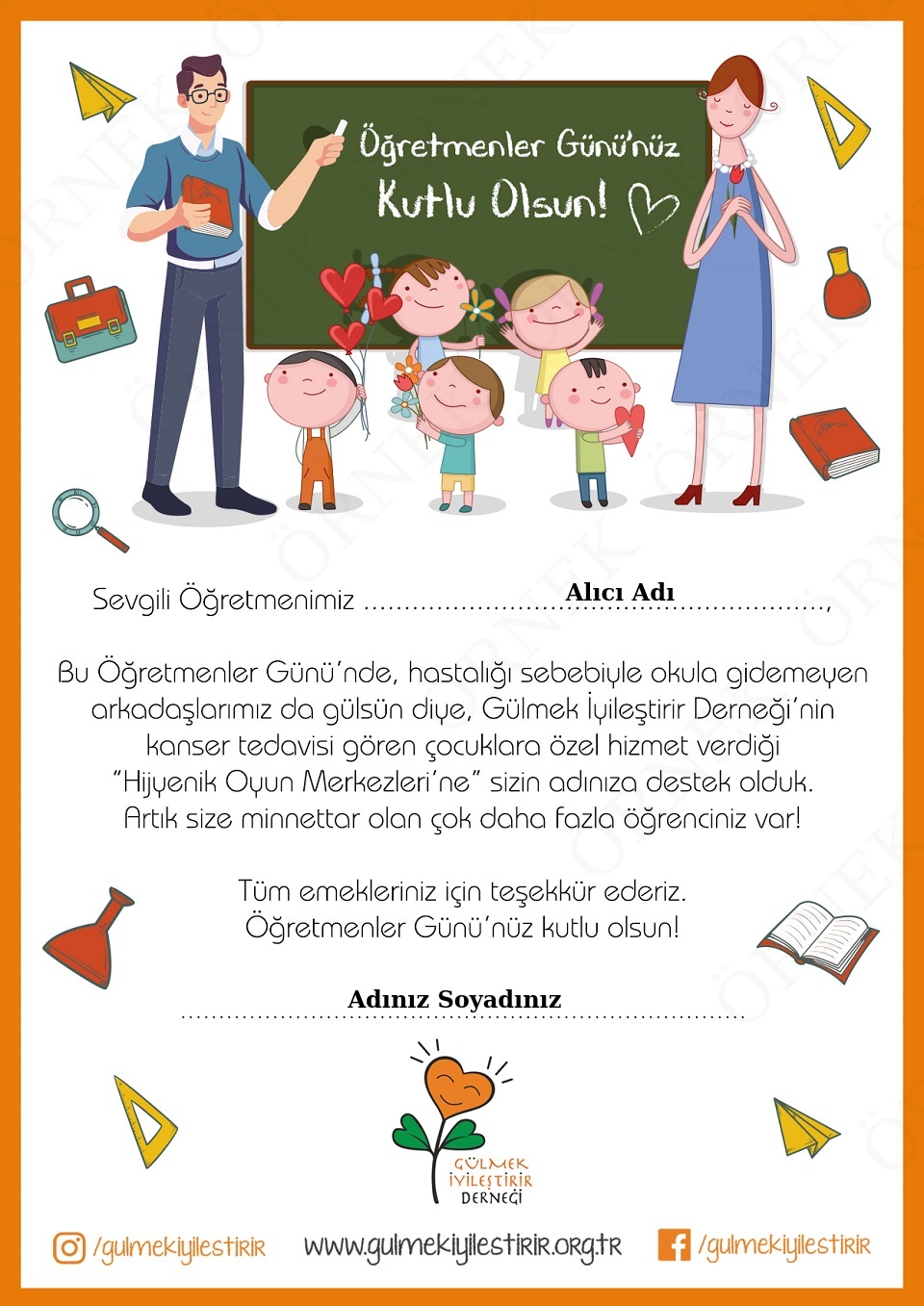 Öğretmenler Günü Sınıf Adına Sertifika