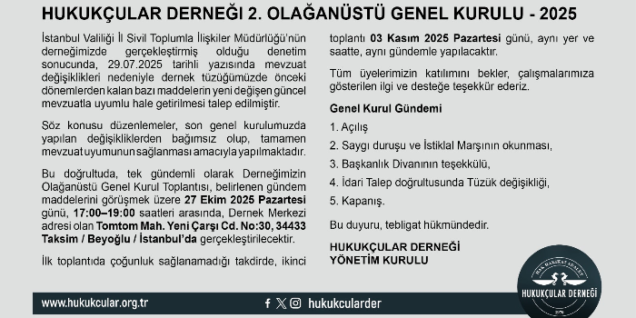 Hukukçular Derneği 2. Olağanüstü Genel Kurulu - 2025