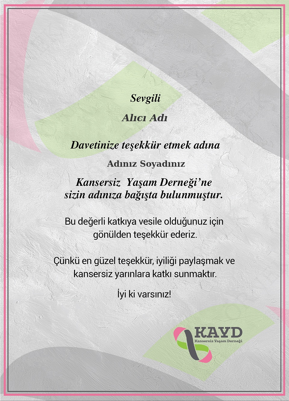 Davete Teşekkür Dikey Kurumsal