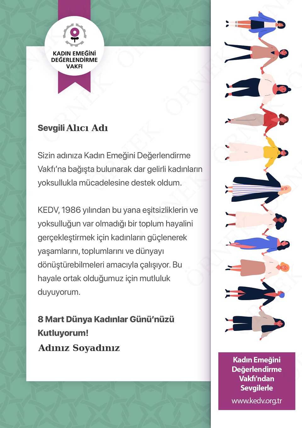 8 Mart Dünya Kadınlar Günü Sertifikası (Resmi Hitap)