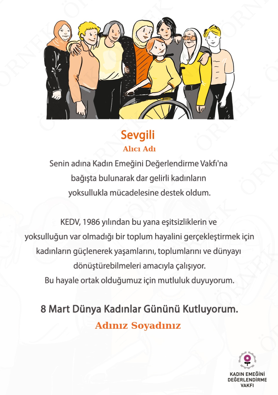Aslı Alpar çizimiyle 8 Mart KEDV Bağış Sertifikaları - 1
