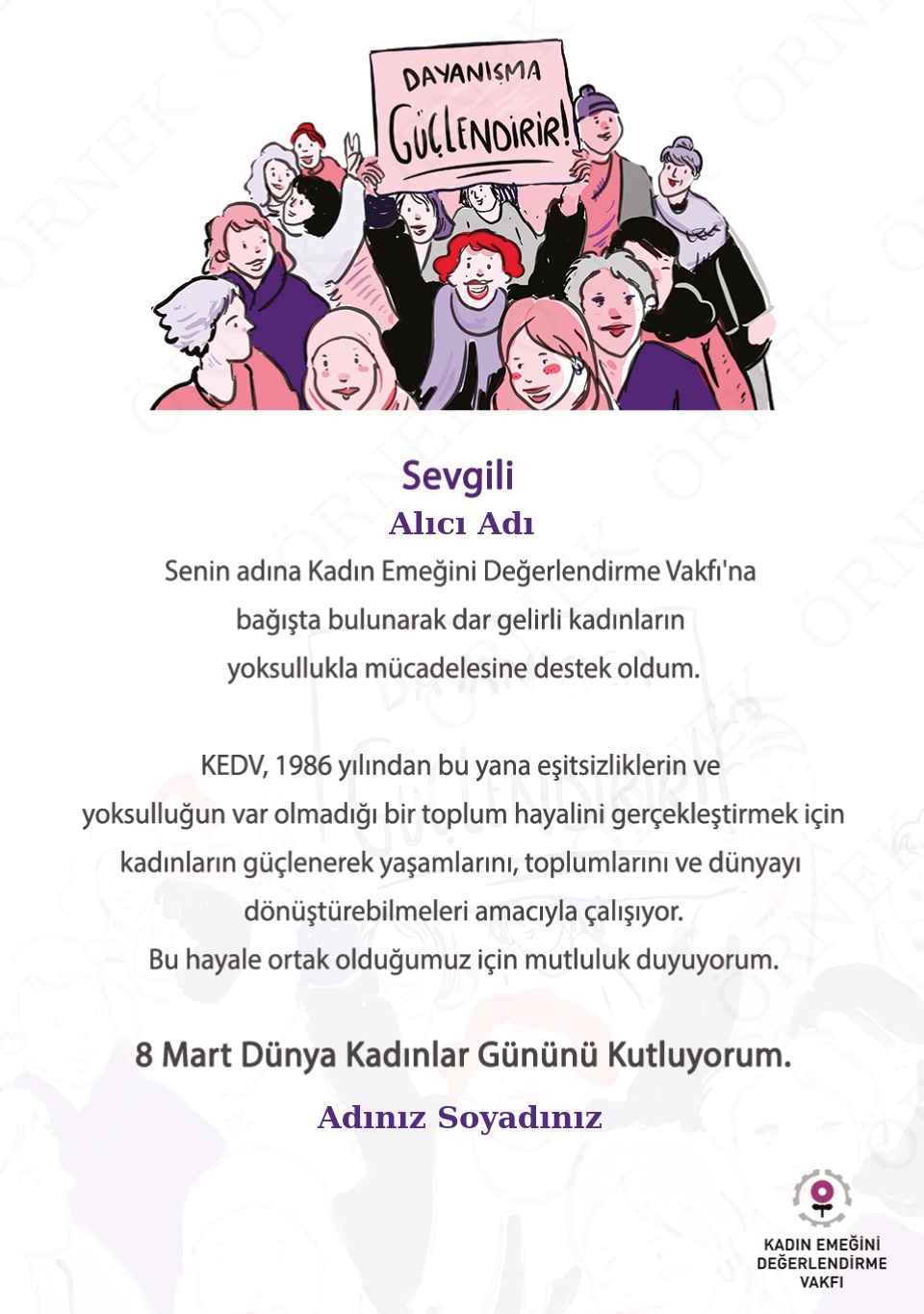 Aslı Alpar çizimiyle 8 Mart KEDV Bağış Sertifikaları - 3