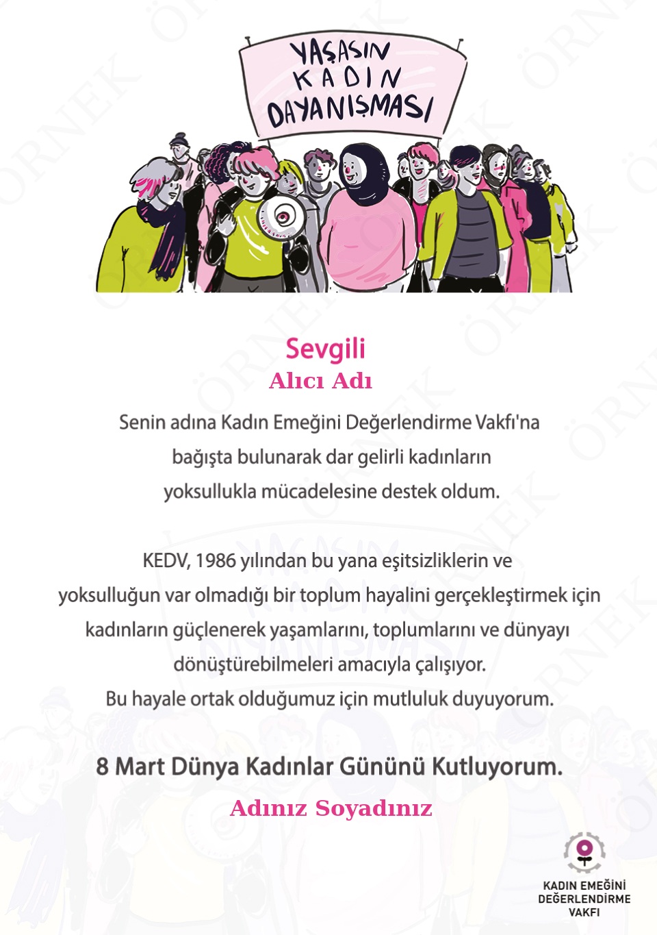 Aslı Alpar çizimiyle 8 Mart KEDV Bağış Sertifikaları - 4