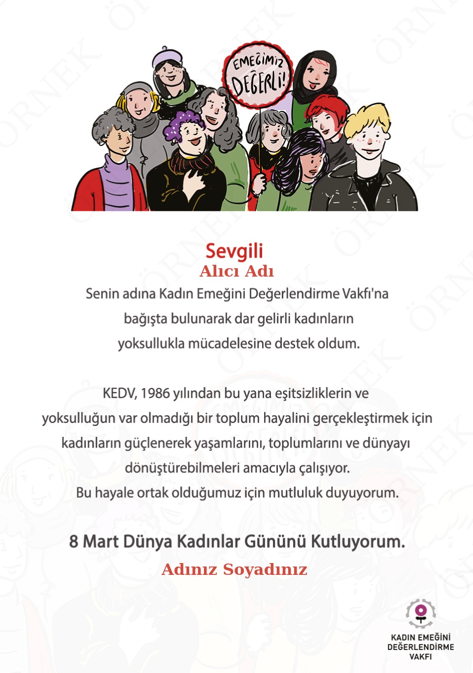 Aslı Alpar çizimiyle 8 Mart KEDV Bağış Sertifikaları - 5
