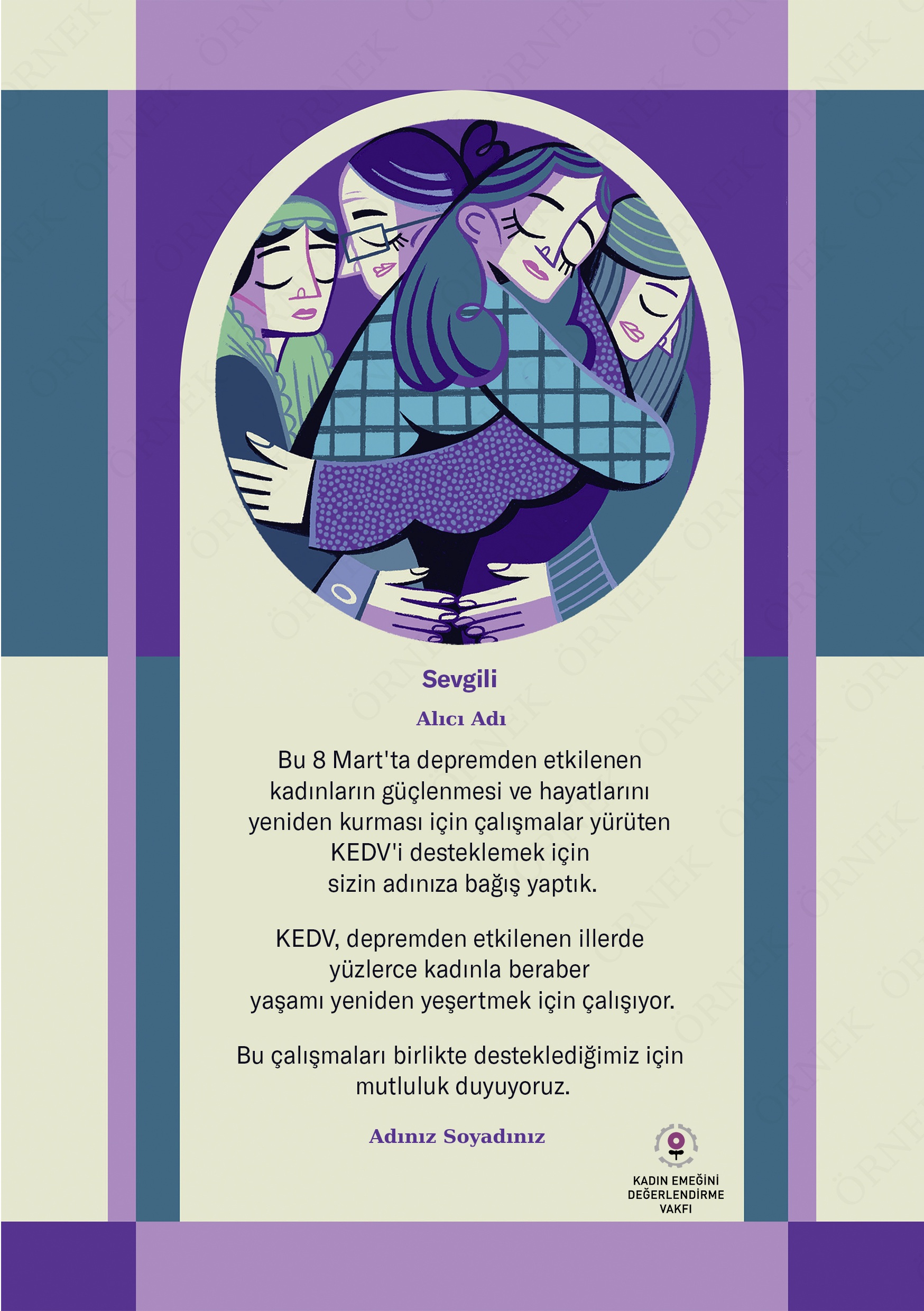 Eda Çağıl Çağlarırmak Çizimiyle KEDV 8 Mart Bağış Sertifikası (Kurumsal)