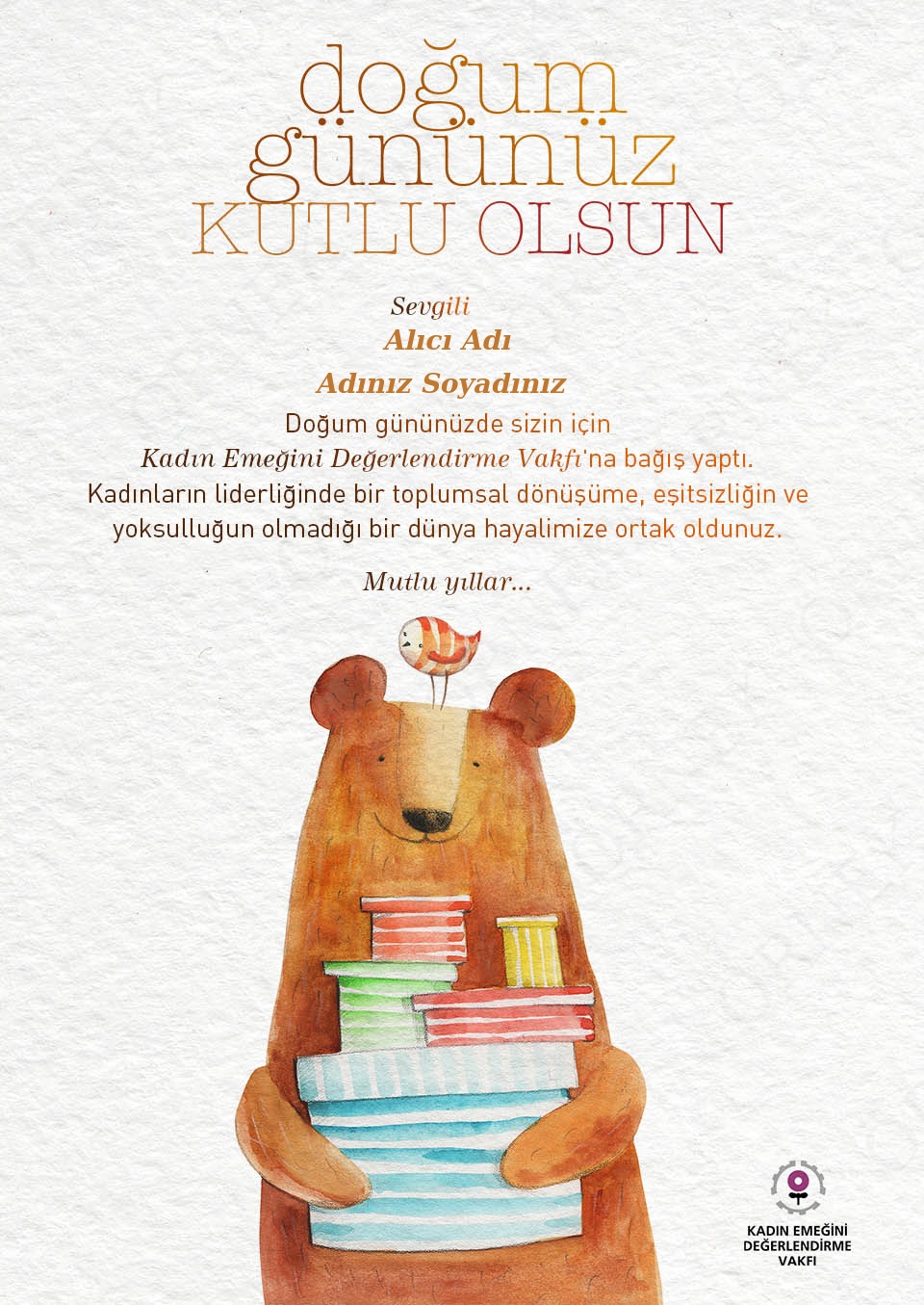 Doğum Günü Sertifikası - Sevimli Ayıcık