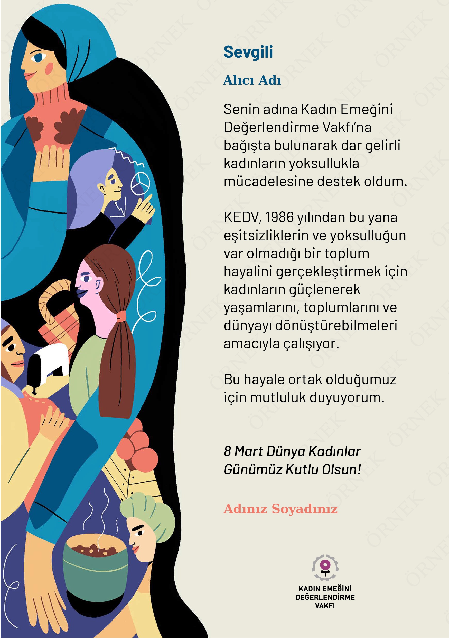 Dilruba Karalp Çizimiyle KEDV 8 Mart Bağış Sertifikası - 1