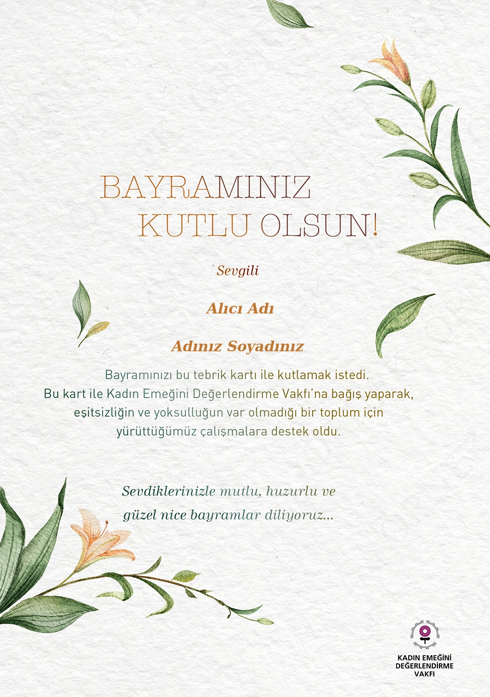 İsme Özel Bayram Tebrik Kartı_Zambak