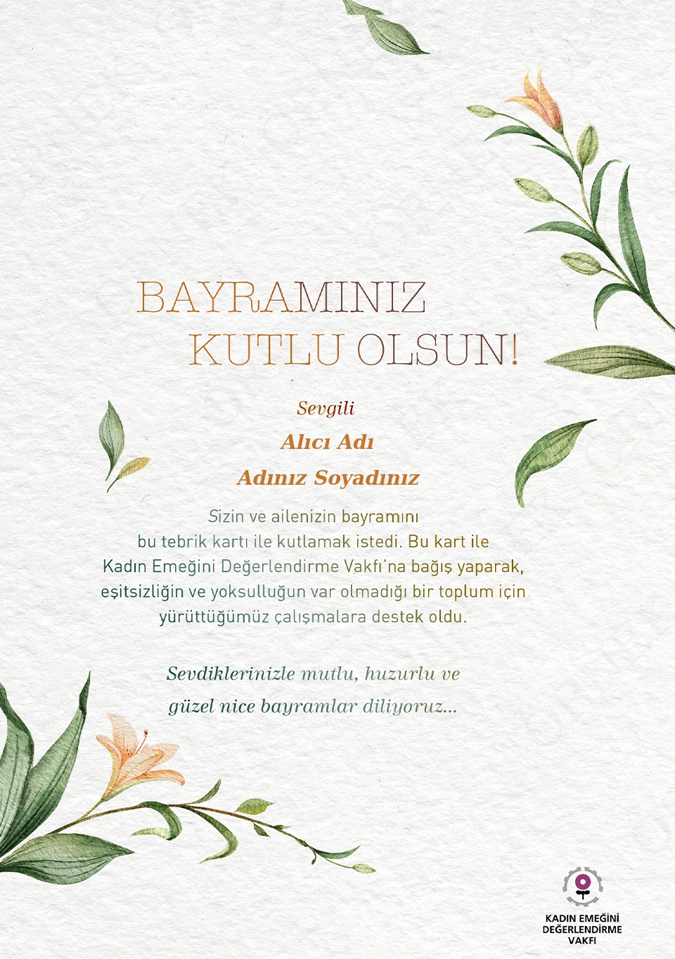 Aile Bayram Tebrik Kartı_Zambak