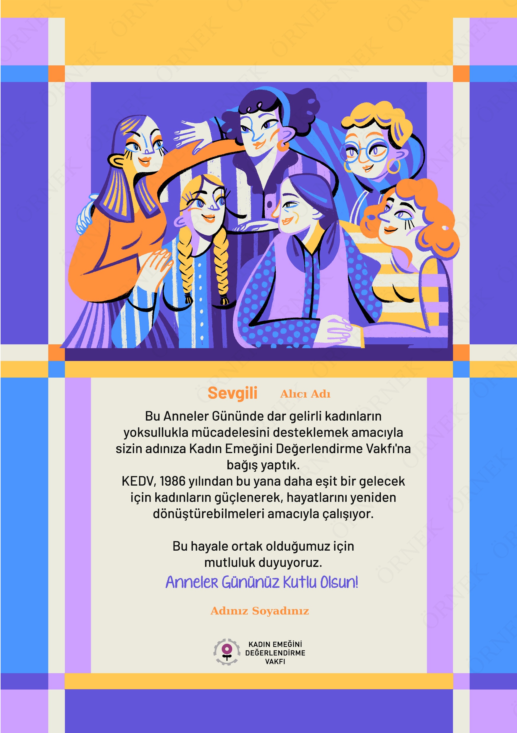 Eda Çağıl Çağlarırmak Çizimiyle KEDV Anneler Günü Sertifikası - 1(Resmi Hitap)