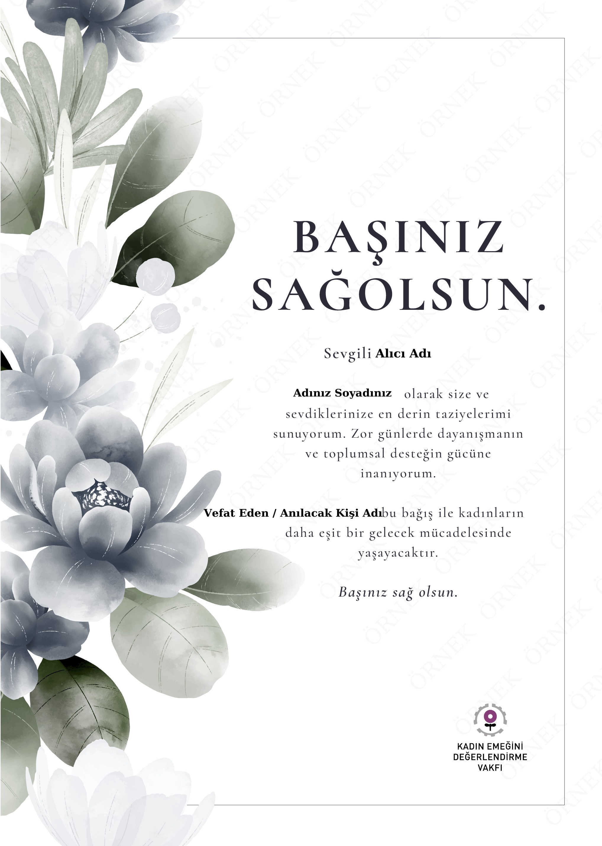 Taziye Sertifikası - Çiçek