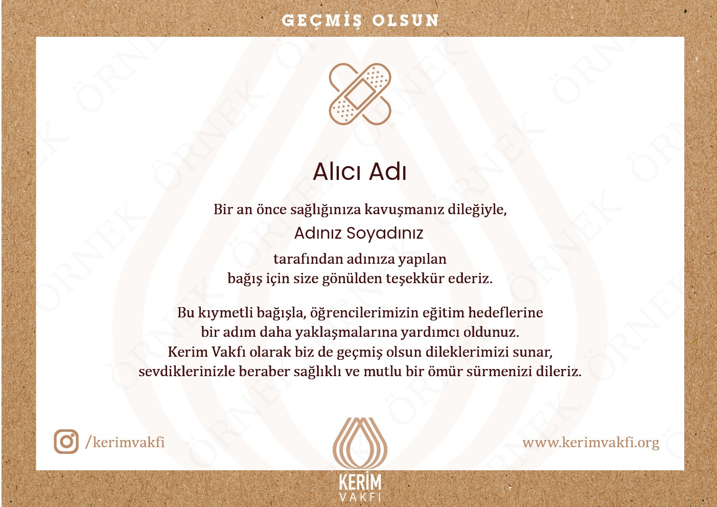 "Geçmiş Olsun" Bağışları