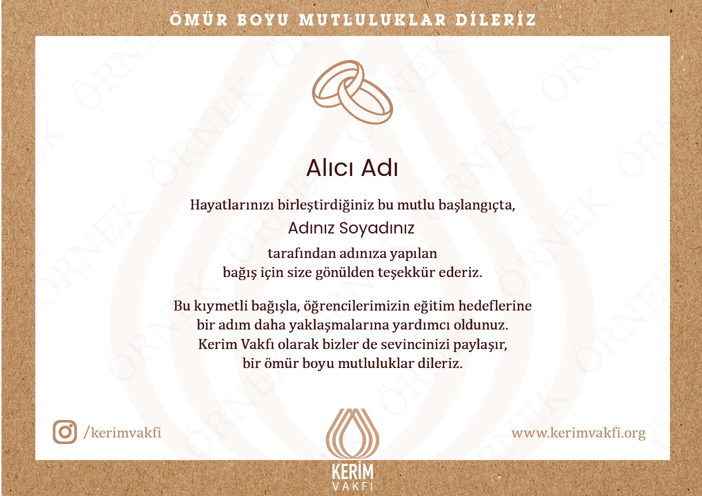 "Nikah Kutlaması" Bağışları