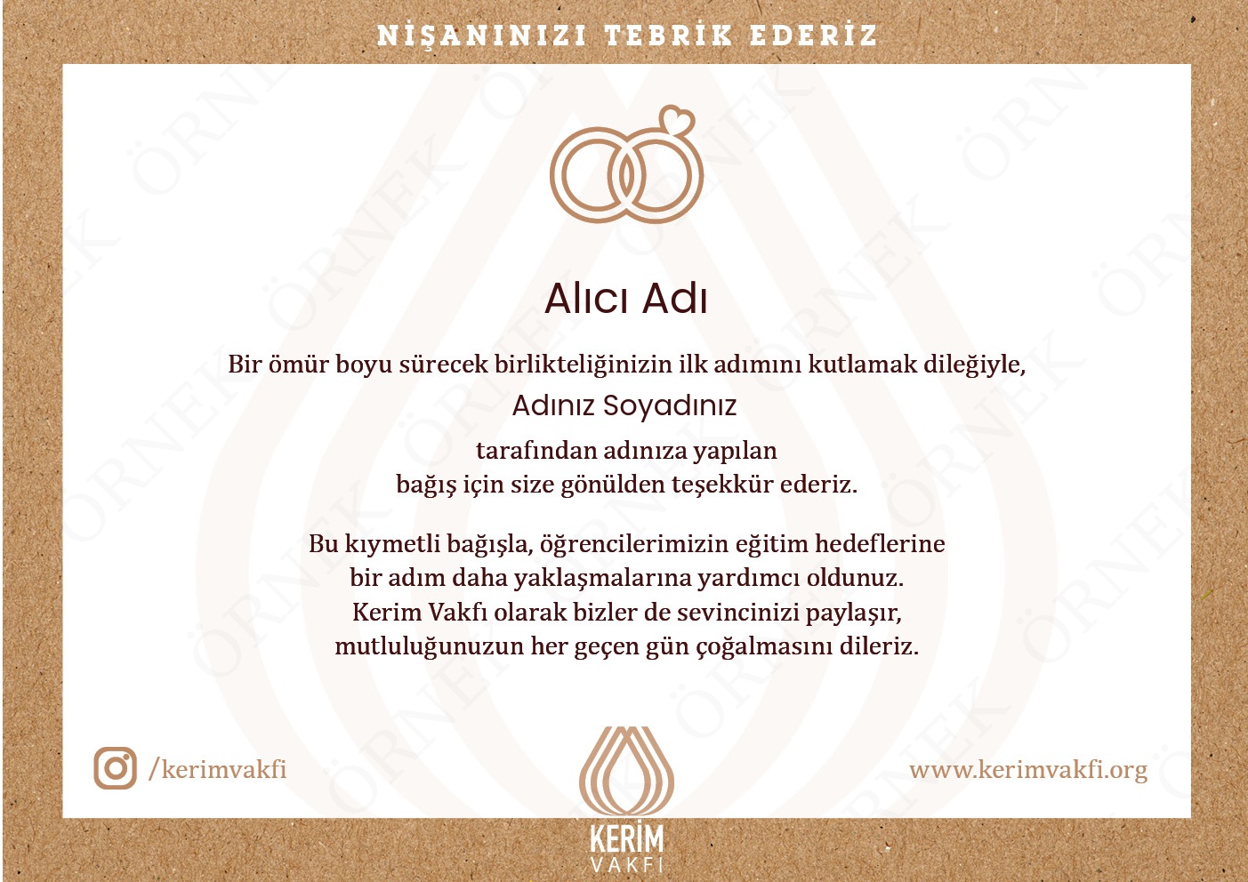"Nişan Kutlaması" Bağışları