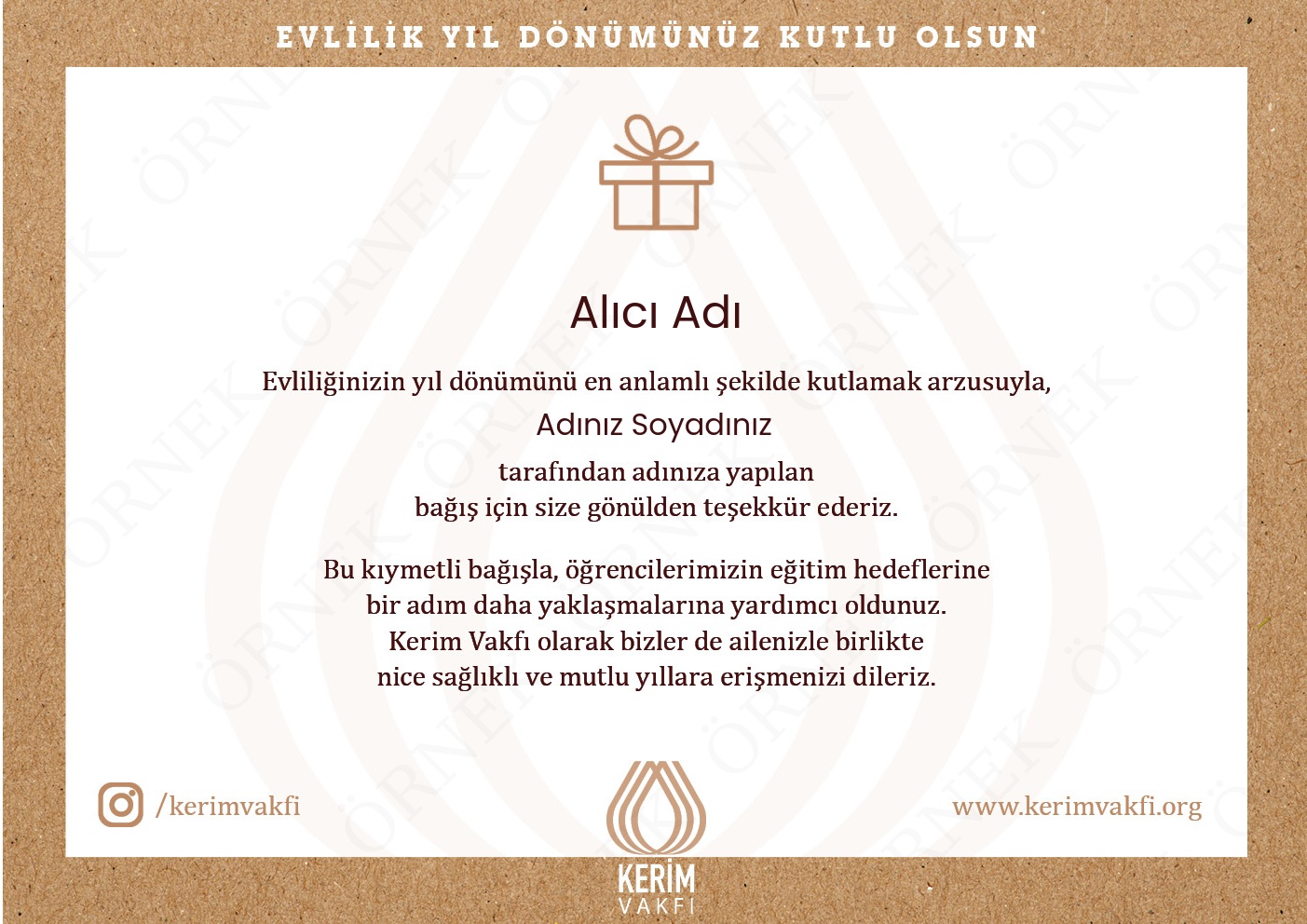 "Evlilik Yıl Dönümü" Bağışları