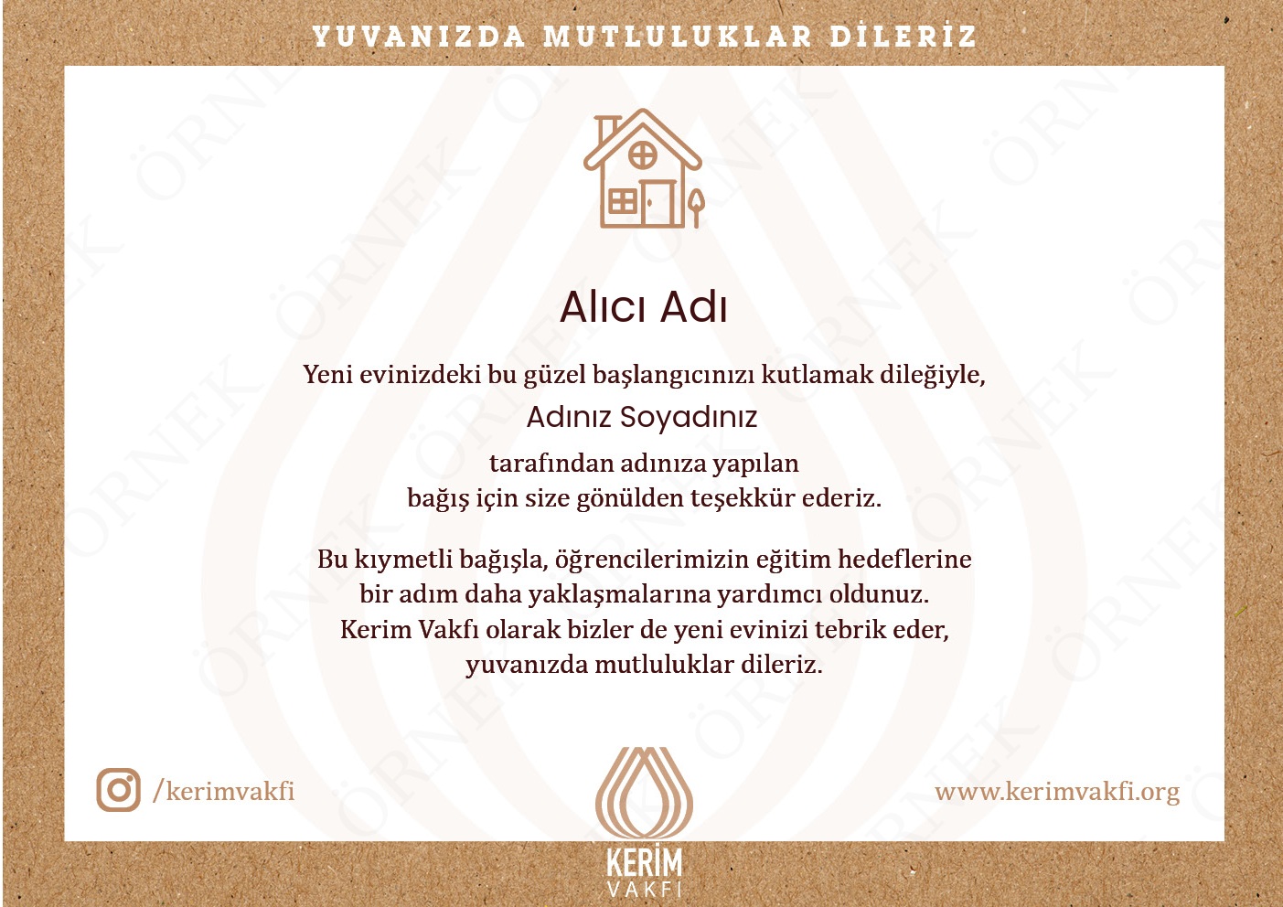 "Yeni Ev Kutlaması" Bağışları