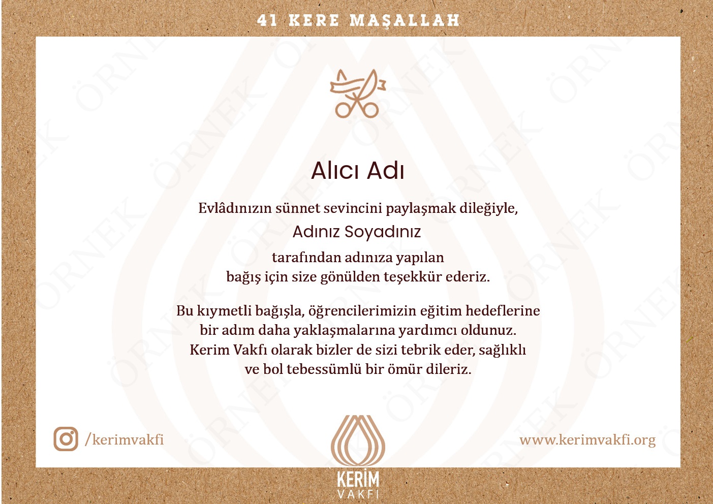 "Sünnet Tebriği" Bağışları