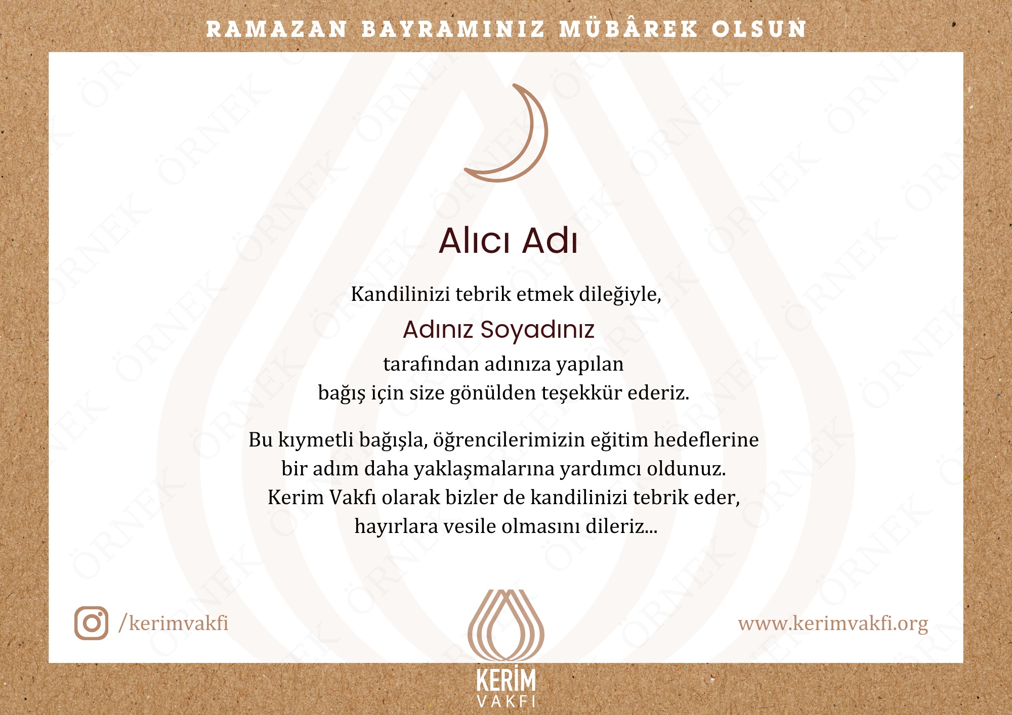 "Kandil Tebriği" Bağışları