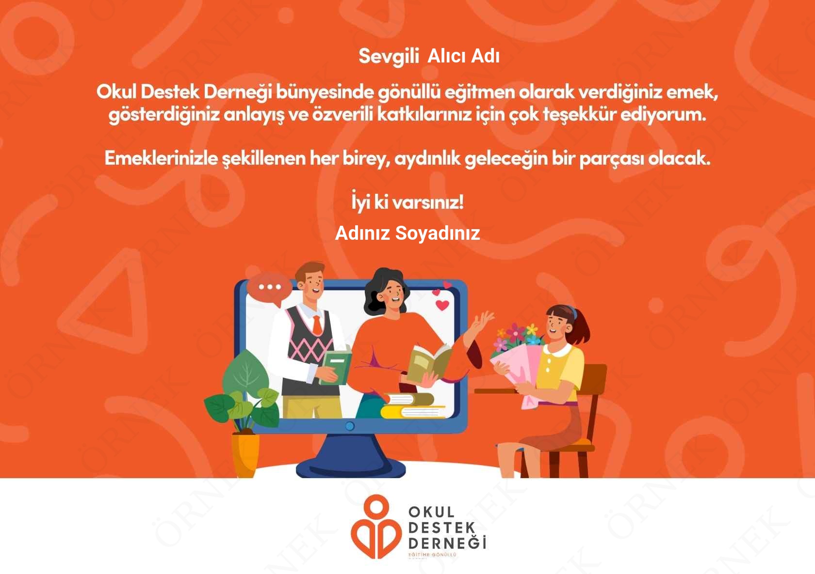 Gönüllü Eğitmen Teşekkür Kartı