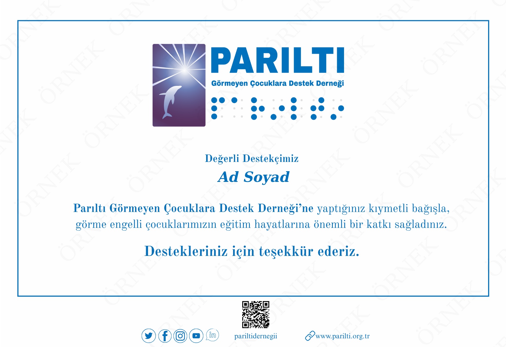 Genel Bağış Sertifikası-Yatay