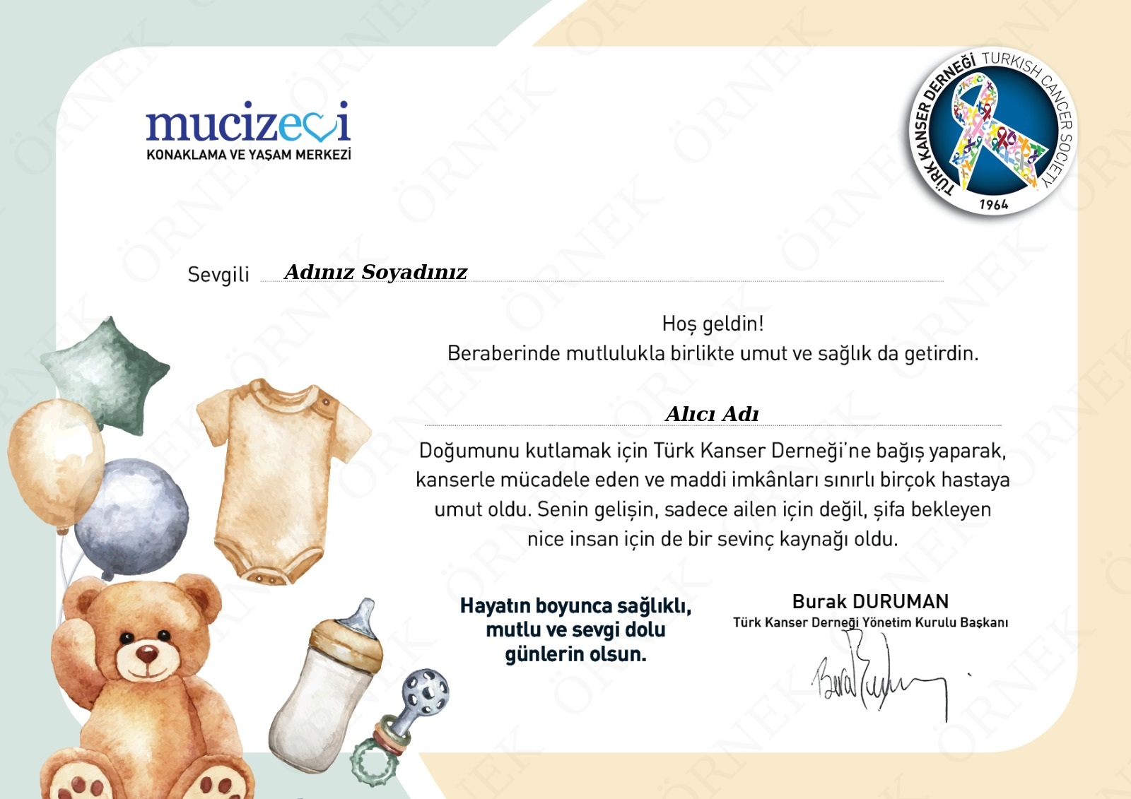 Hoş Geldin Bebek Sertifikası