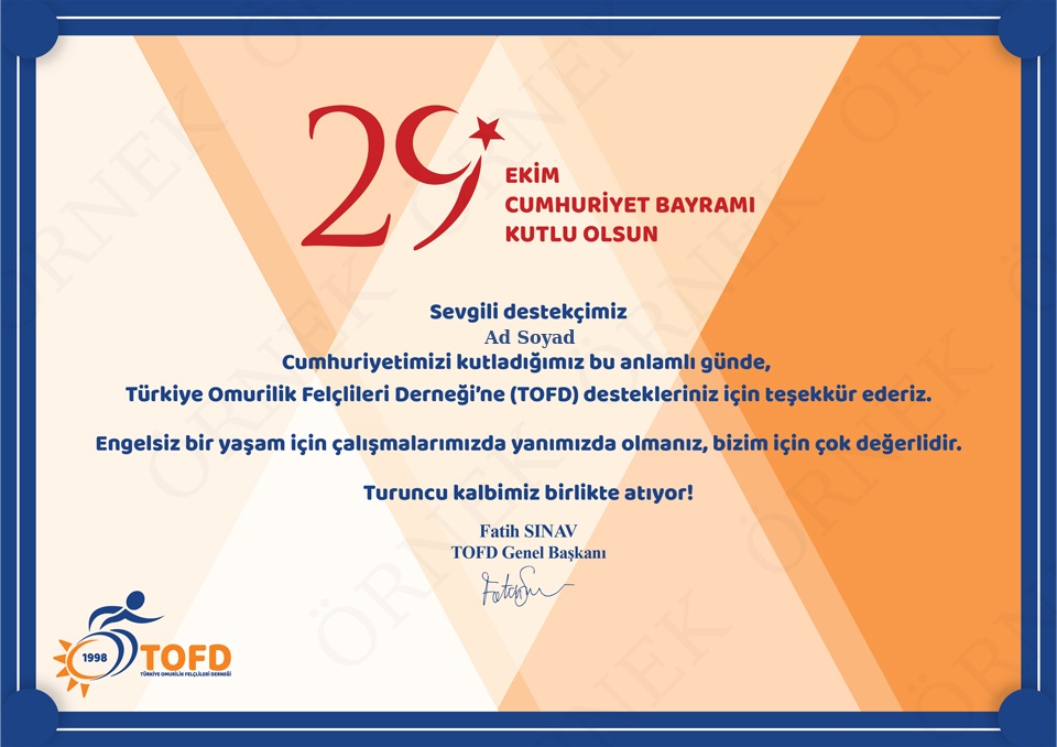 29 Ekim Cumhuriyet Bayramı Sertifikası
